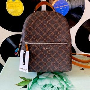 Brown Nine West 9 Logo Backpack NWT